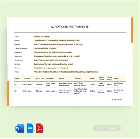 Story Outline Template 15 For Word And PDF Format