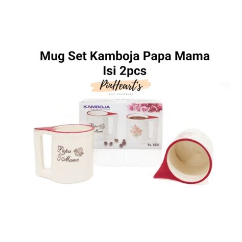 Jual CANGKIR KERAMIK MUG SET KAMBOJA ISI 2PC PAPA MAMA MUG KERAMIK