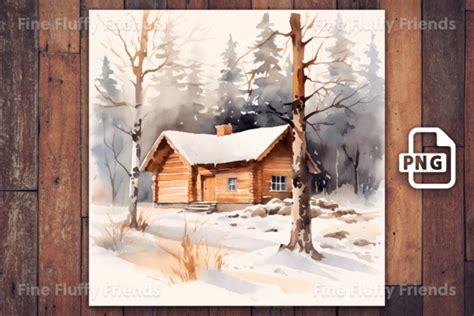 Cozy Log Cabin Winter Background Graphic by finefluffyfriends ...