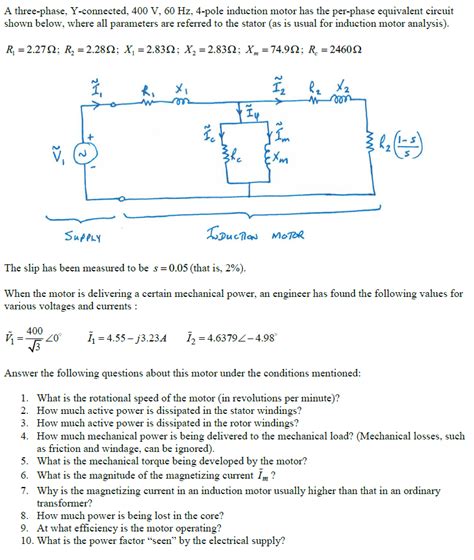 Solved A Three Phase Y Connected 400 V 60 Hz 4 Pole Chegg