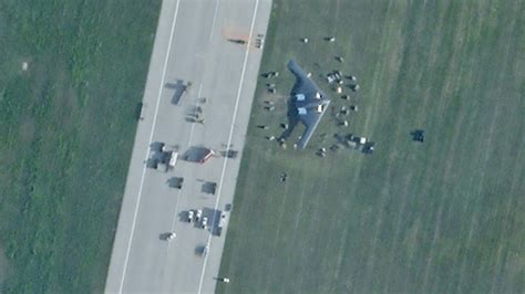 Satellite Image Shows B 2 Moved To Hangar After Skidding Off Runway