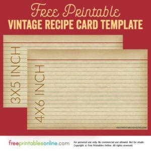 Vintage Recipe Card Template - Free Printables Online