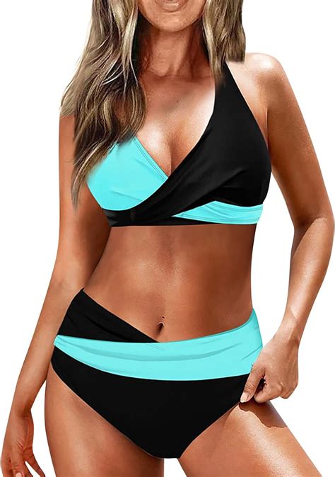 Damen Sport Badeanzug Bikini Set Gepolstert Bustier Bikini Push Up High