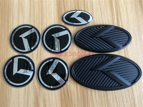 X Black K Logo Emblem Badges Set Front Rear Steering Wheel Caps Fit