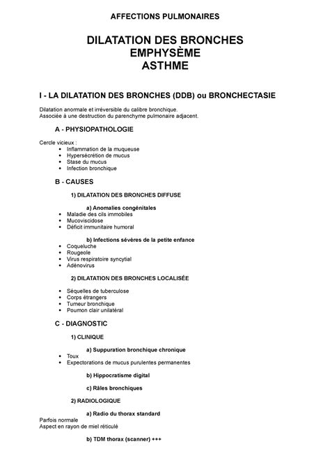 Dilatation Des Bronches Affections Pulmonaires Dilatation Des