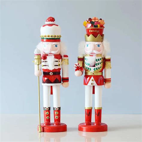 38cm Wooden Nutcracker Soldier Vintage Handcraft Decoration Christmas Gifts Wooden Nutcracker ...