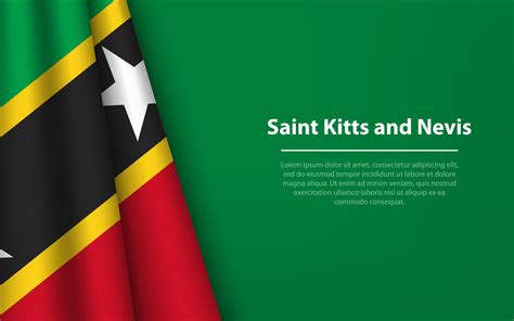 Wave Flag Of Saint Kitts And Nevis With Copyspace Background