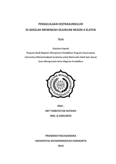 Pdf Pengelolaan Ekstrakurikuler Di Sekolah Eprints Ums Ac Id