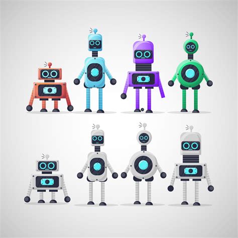 Cute design robot character collection 1924055 Vector Art at Vecteezy