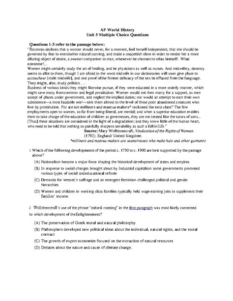 Unit 5 MCQs - Mcq questions for unit 5 test apwh - AP World History