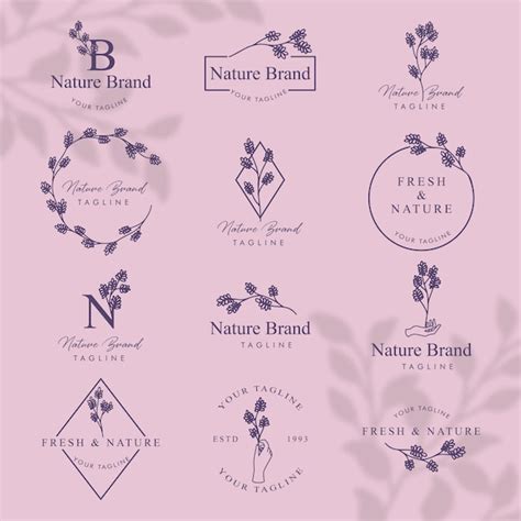 Premium Vector Feminine Floral Line Art Logo Editable Template Set