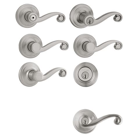 Shop Kwikset Signatures Lido Satin Nickel Door Handle Series At Lowes