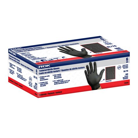 Textured Nitrile Gloves 6 Mil 100 Pc Xl Rok