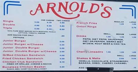 Arnold S Old Fashioned Hamburgers Menu In Tulsa Oklahoma USA