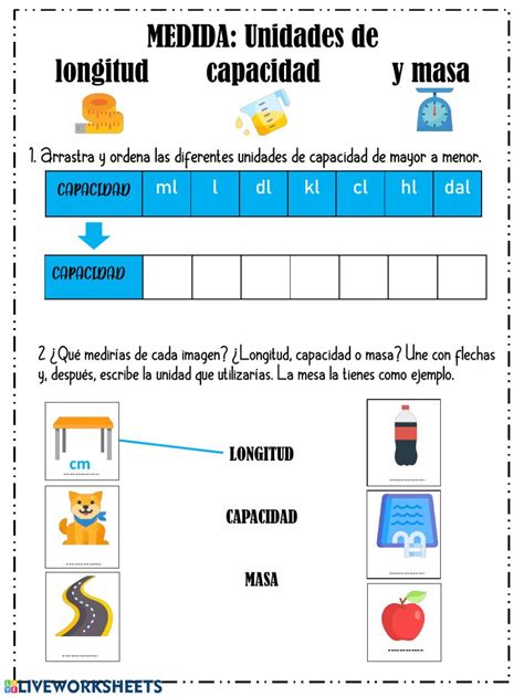 Unidades De Longitud Capacidad Y Masa Interactive Worksheet Online