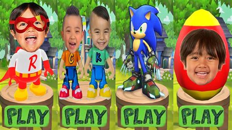 Tag With Ryan Red Titan Vs Sonic Dash Vs Ckn Toys Car Hero Run