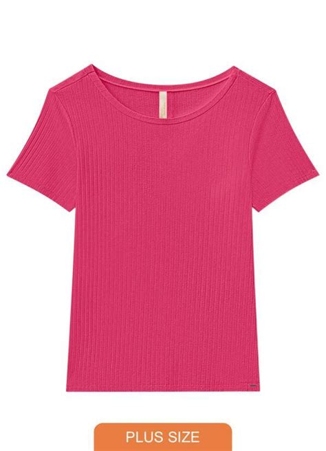 Blusa Malha Canelado Tracy Rosa Lunender Mais Mulher