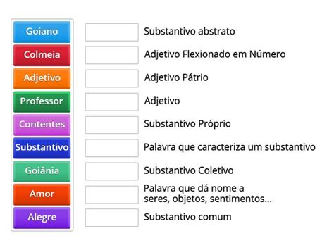 Substantivo e Adjetivo - Match up