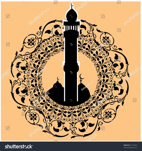 Colorful Vector Illustration Masjid Art Silhouette Stock Vector ...