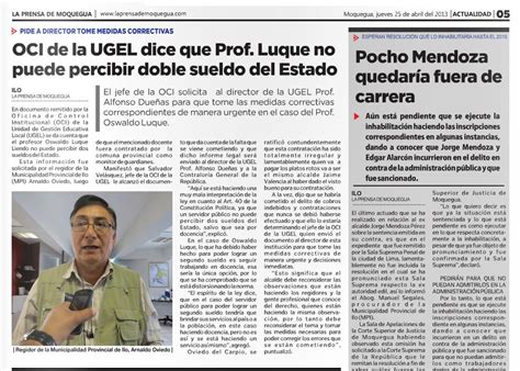 GRUPO INICIATIVA ANTICORRUPCION ILO OCI De La UGEL Dice Que Prof