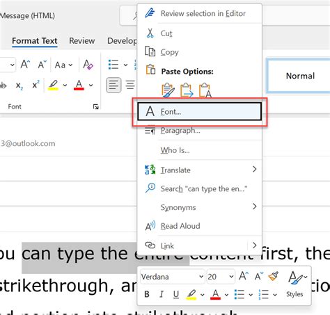 How To Strikethrough Text In Outlook Shortcut