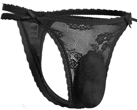 Ibakom Men Lace Thong Panties Underwear Sissy Lingerie Low Waist Frilly