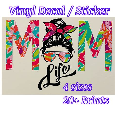 Mom Life Decal Permanent Vinyl Stickers In 4 Sizes And 20 Etsy