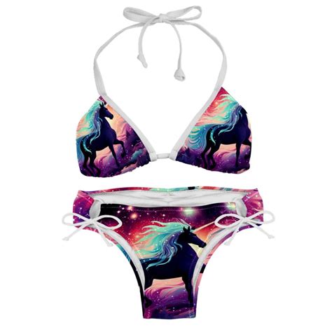 Starry Unicorn Adjustable Strap Bikini Set With Detachable Sponge Two