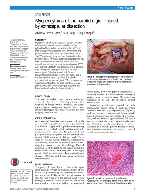 Pdf Myopericytoma Of The Parotid Region Treated By Extracapsular