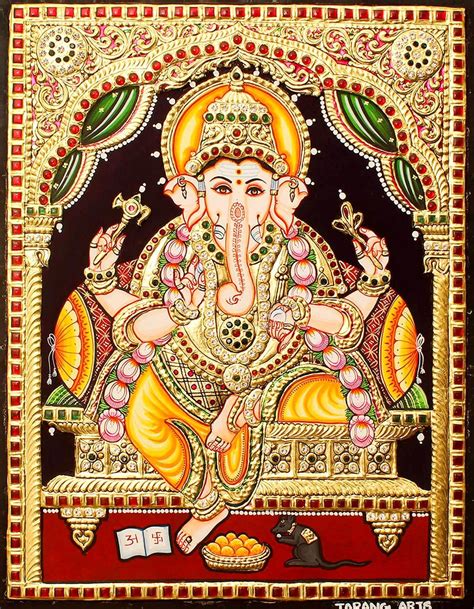 Ganesha Antique Finish Semi Embossed Tanjore Painting Artofit