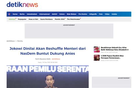 Salah Gambar Tangkapan Layar Artikel Detiknews Jokowi Resmikan