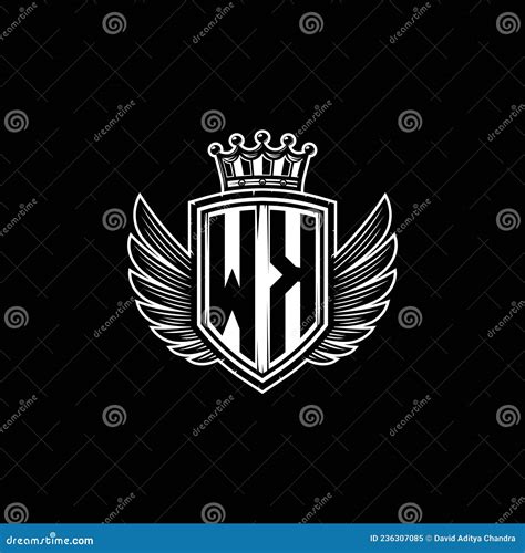 Wk Logo Monogram Shield Crown Luxury Design Stock Vector Illustration