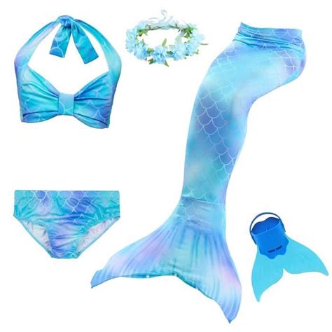 Queue de Sirène pour Nager 5 Pièces définit Maillot de Bain Mermaid Bikini Ensembles Costume