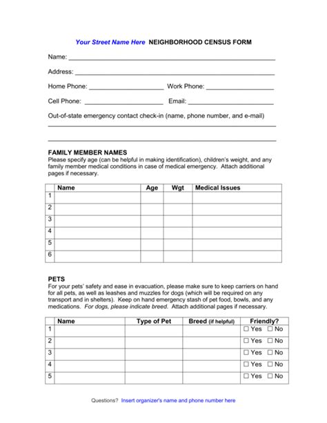 Neighborhood Census Form