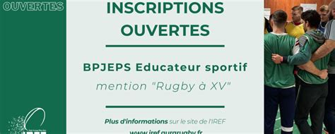 INSCRIPTIONS OUVERTES BPJEPS Educateur Sportif mention Rugby à