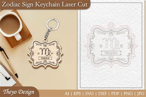 Virgo Keychain Laser Cut Zodiac Sign Graphic By Theyo Design