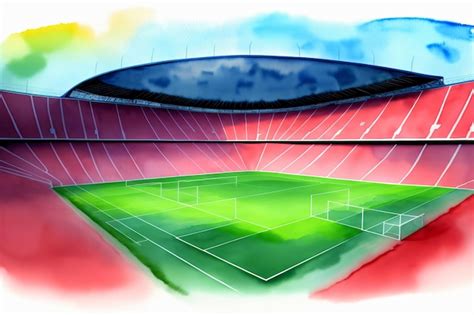 Premium AI Image | A Drawing Of A Soccer Stadium With A Green Field