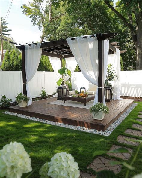 Patio Deck with Pergola and Pyramid Steps - Outdoor Dining and Kitchen Area