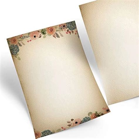 Logbuch Verlag 100 Blatt Briefpapier Vintage Blumen Beige Rosa Blau A4