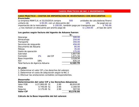 Caso Pr Ctico Importaci N De Inventarios Nic Excel Hot Sex Picture