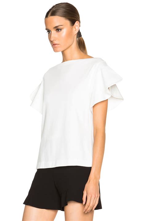 See By Chloé Cotton Ruffle Sleeve Top in White Lyst