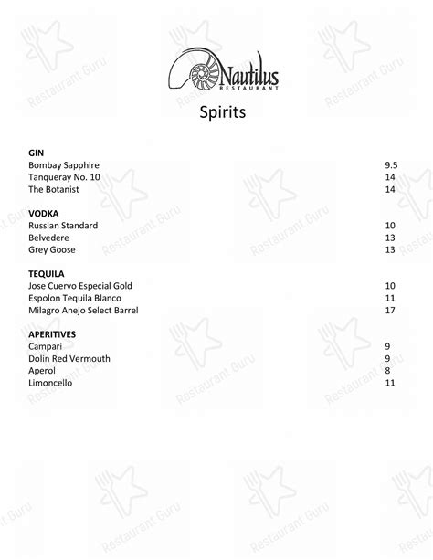 Menu at Nautilus Restaurant, Port Douglas