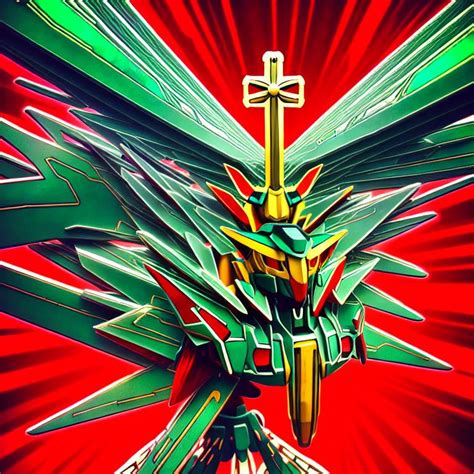 King Ultimate Gundam Red Sky Big Cross Symbol Crowne Openart