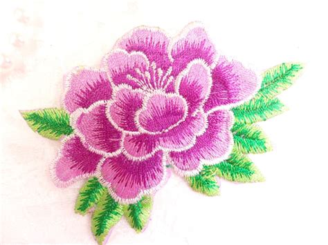 Purple Flower Embroidered Iron On Applique