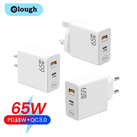 Elough 65W GaN Charger Quick Charge 3 0 USB Type C Mobile Phone Charger