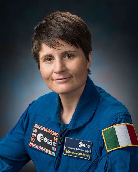 European Space Agency astronaut Samantha Cristoforetti, attired in her ...