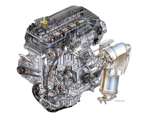 Chevrolet Cruze Ecotec Engine Cutaway Drawing in High quality