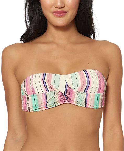 Jessica Simpson Striped Twist Bandeau Bikini Top Macys