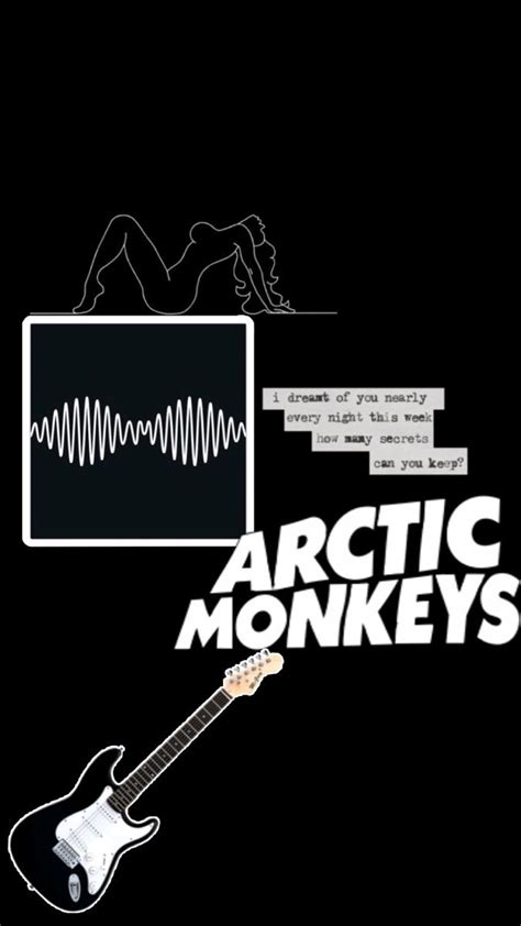 An Electric Guitar And Sound Wave With The Words Arctic Monkeys In