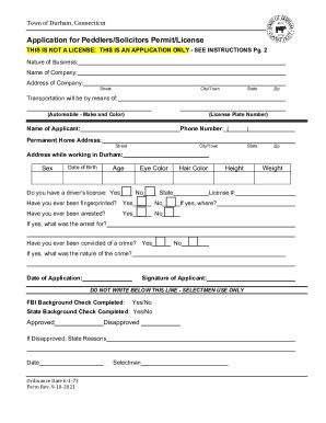 Fillable Online Peddler Permit Application Fax Email Print Pdffiller